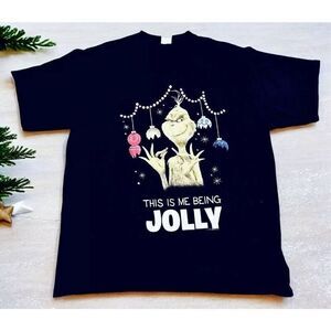 Vintage Grinch This Is Me Being Jolly Tshirt Men’s XL Black Christmas Fast Ship